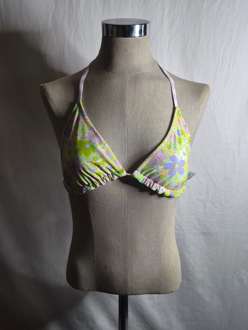 wild fable Lime Green Floral Bikini Top with Purple and Aqua Flowers
